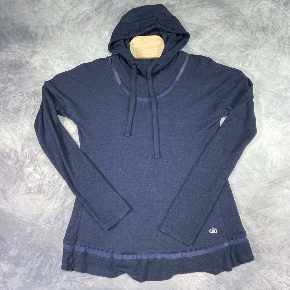 Alo Yoga Hoodie Size S Blue Heathered Long Sleeve Pullover Sweatshirt